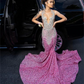 Pink Velvet Sequin Silver Crystal Tassel Prom Dress Luxury Black Girls Mermaid Cocktail Dresses Wedding Dress Africa robe de bal