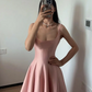 Elegant French Socialite Style Sweet Pink Suspender Dress Women Spring Summer A-line Tea Break Formal Vestidos