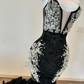 Saprkly Long Trumpet Evening Formal Dresses for Women Black Velvet Corset Crystal Applique Prom Birthday Reception Dress