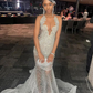 Silver Diamond Sparkly Evening Formal Dresses for Black Girl Luxury Gillter Diamond See Through Prom Gala Birthday Dress