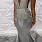 Silver Diamond Sparkly Long Prom Formal Dresses for Black Girl Luxury Crystal Gillter Mermaid Evening Gown