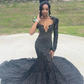 Sparkly Long Sleeve Evening Ceremony Dresses for Black Girl Luxury Diamond Crystal Gillter Trumpet Prom Birthday Gala Dress