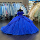 Royal Blue Sparkly Princess Quinceanera Dresses 2024 Off Shoulder Gillter Applique Corset vestidos de 15 quinceañera 2024