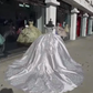 Silver Princess Luxury Quinceanera Dresses 2024 Off Shoulder Chapel Train Sparkly Crystal vestido de 15 quinceañera Lace Up Prom