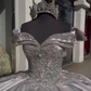 Silver Princess Luxury Quinceanera Dresses 2024 Off Shoulder Chapel Train Sparkly Crystal vestido de 15 quinceañera Lace Up Prom