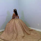 Sparkly Rose Gold 2024 Luxury Ball Gown Quinceanera Dresses Glitter Off Shoulder Sweet 16 Dress Vestido De 15 Anos Lace-Up