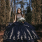 Navy Blue Ball Gown Quinceanera Dresses Formal Prom Graduation Gowns Lace Up Princess Sweet 15 16 Dress Off The Shoulder