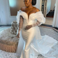 Mermaid Lace Applique Wedding Dresses african Sexy off shoulder Bridal Gowns with gloves Plus Size robe de mariee