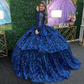 Sparkly Princess Navy Blue Off Shoulder Quinceanera Dresses 2024 Lace Applique Beads Sweet 16 Ball Gown Vestidos De 15 Años