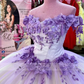 Lavender Quinceanera Dresses Princess Sweet 16 Years Girl Birthday Party 3D Flowers Appliques Pearls Vestidos De Quinceañera