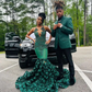 Hunter Green Rose Long Prom Dresses For Black Girls 2024 Luxury Crystal Beaded African Birthday Queen Gown vestidos de noche