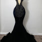 Black Tassels Crystal Halter Prom Dresses 2024 For Black Girls Silver Beaded Mermaid Wedding Evening Dress Luxious Formal