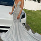 Long Silver Mermaid Prom Dresses 2024 Black Girls vestidos para eventos especiales evening dresses woman elegant