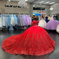 2024 Luxury Sparkly Fairytail Quinceanera Dresses Off Shoulder Gillter 3D Floral Boning vestido de 15 años Prom Lace Up