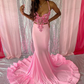 Long Sheer Pink Mermaid Prom Dresses 2024 Black Girls vestidos de gala evening dresses woman elegant