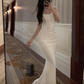 Women Elegant Sexy Bodycon Mermaid Dress Summer New Fashion Strap Evening Party Runway Robe Korean Female Solid Long Vestidos