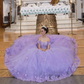 Lilac Ball Gowns Quinceanera Dresses 3D Appliqued Sweet 16 Dress Lace-Up Birthday Party Vestido De 15 Años With Bow