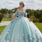 Mint Quinceanera Dress 2024 Ball Gown Flowers Puff Sleeve Corset Beading Appliques Princess Vestidos De 15 Años