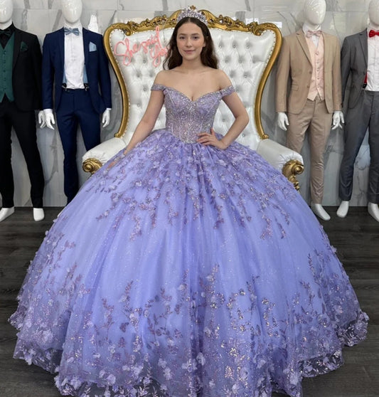 Sweet Lilac Lavender Quinceanera Dresses 3D Butterfly Sweet 15 Birthday Party Gowns Luxury Girl