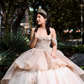 Sparkly Champagne Quinceanera Dress 2024 Ball Gown Spaghetti Appliques Beaded Mexican 16 Birthday Princess Gown