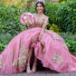 Elegant Pink Vestidos De 15 Quinceañera Sweetheart Beaded Pearls Lace Applique Ball Gown Sweet 16 Birthday Quinceanera Dress