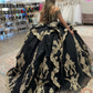 Luxury Black Sweetheart Ball Gown Quinceanera Dresses 2024 Gold Appliques Beads Sweet 15 16 Birthday Party Formal Wear Pageant