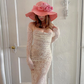 Elegant Wedding Lace Zipper Slit Spaghetti Dress Long Sleeve Cap Two Piece Set Party Ladies Y2K Wholesale Casual Clothing