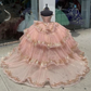 Pink Embellished Quinceanera Dress 2023 Ball Gown Appliques Beading Sequins Sweet 15 16 Dress Vestido De 15 Anos