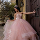 Pink Princess Quinceanera Dresses Off Shoulder Lace Appliques Tull Ball Gown Sweet 16 17 Birthday vestidos de 15 quinceañera