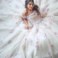 Ivory Ball gown Quinceanera Dresses Sweet 16 dress Off Shoulder Appliques 3D Flower15 Years Girls Prom Gowns