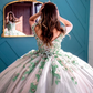 Sexy V-Neck Sweet 16 Quinceanera Dress Off Shoulder Appliquéd Flower Ball Gown Princess Party Birthday Dress Vestidos De