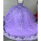 Lavender Quinceanera Sweet 16 Dresses V-Neck Lace Applique 3D Flower Beading Lace-up Prom Ball Gowns Graduation