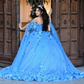 Sky Blue Shiny Quinceanera Dresses Princess Sweet 16 Years Girl Birthday Party Dresses Appliques Lace Beads With Cape Vestidos15