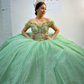 Sage Green Quinceanera Dresses Ball Gown Birthday Party Dress Applique Lace Beads Graduation Gown Sweetheart de 15 anos