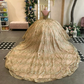 Sparkly Champagne Gold Ball Gown Quinceanera Dress 2024 Off The Shoulder Applique Bead Birthday Party Sweet Vestidos De 15 Años