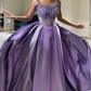 Saudi Arabia Purple Beads Sparkly Evening Dresses Spaghetti Floor-Length Sleeveless Prom Dresses Gorgeous Formal Party Dress