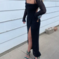 Vintage Mermaid Long Sleeves Black Sequin Prom Dresses