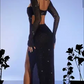 Vintage Mermaid Long Sleeves Black Sequin Prom Dresses