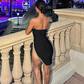 Sexy Tassel Evening Party Dresses 2024 Summer Sparkly Sequined Prom Gowns Black High Side Slit Women's Vestidos De Noche