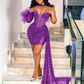 Chic Purple Sequins Beaded Short Prom Dresses African Women Formal Occasion Gowns 2024 Black Girls Cocktail Party Dress Mini