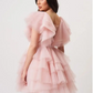 Blush Pink Tulle Short Cocktail Dresses 2023 Chic Tiered Ruffles Mini Prom Dress for Girls Homecoming Gowns Custom Made Cheap