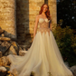 Gorgeous Beige Tulle Prom Dresses with Handmade Beading Sweetheart Soft Mesh Bridal Dress Boho Beach Wedding Gown فساتين السهرة