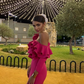 Love Red Fish Tail Wrap Hip Fold Ruffle Edge Wave Long Sleeve Off Shoulder Formal Prom Evening Dress Women's Party