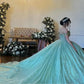 Mint Green Glitter Sequined Ball Gown Quinceanera Dresses Off the Shoulder Appliques Vestidos De 15 Años Women Prom Party Wear