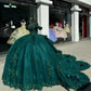 Princess Emerald Green Off Shoulder Ball Gown Quinceanera Dresses 2024 Beads Birthday Party Flowers Sweet 16 Dress Vestidos