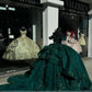 Princess Emerald Green Off Shoulder Ball Gown Quinceanera Dresses 2024 Beads Birthday Party Flowers Sweet 16 Dress Vestidos