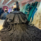 Black Luxury Princess Quinceanera Dresses off Shoulder 3D Floral Applique Embroidery Corset vestido de 15 quinceañeras 2024