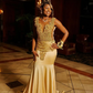 Gold Sparkly Long Prom Ceremony Party Dresses for Black Girl 2024 Luxury Diamond Crystal Evening Gown robes de soiree