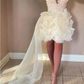 Sexy Ivory Pick-ups Short 3D Flower Mini Cocktail Homecoming Dresses Prom Gown Engagement Birthday Party