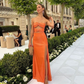 Sexy Orange Sheath Prom Dress,Orange Evening Dress